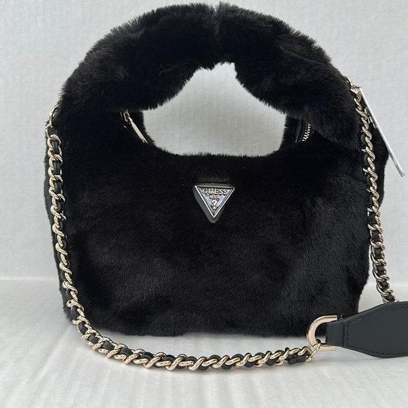 New Guess Black Shoulder Bag with Chain Strap - Picture 6 of 8